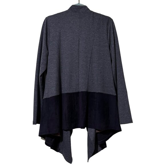 LOGO Lounge Womens Size L Gray Waterfall Cardigan Machine Washable Made In USA - Picture 3 of 6